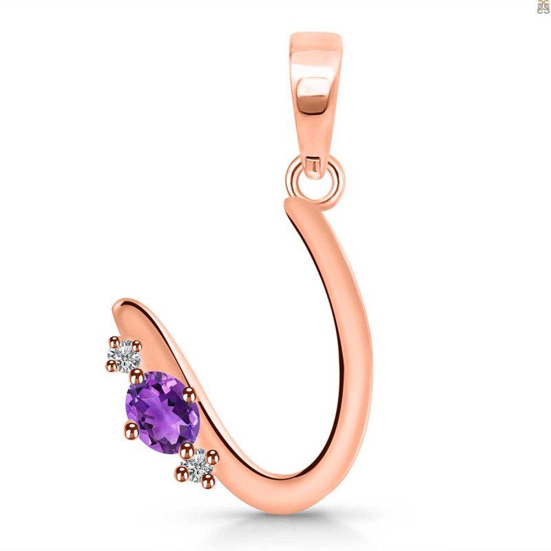 Amethyst & White Topaz Alphabet U Pendant AMT-RDA-21.