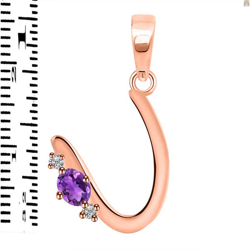 Amethyst & White Topaz Alphabet U Pendant AMT-RDA-21.