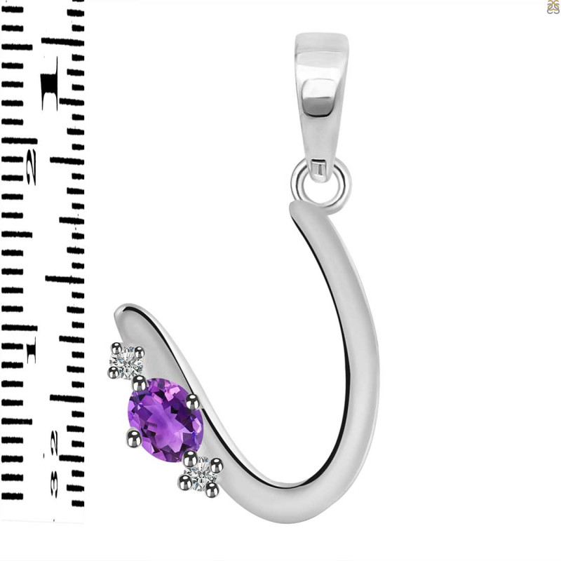 Amethyst & White Topaz Alphabet U Pendant AMT-RDA-21.
