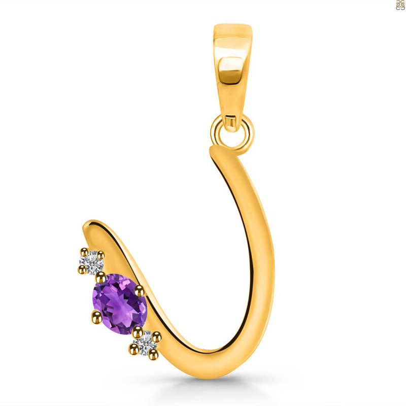 Amethyst & White Topaz Alphabet U Pendant AMT-RDA-21.