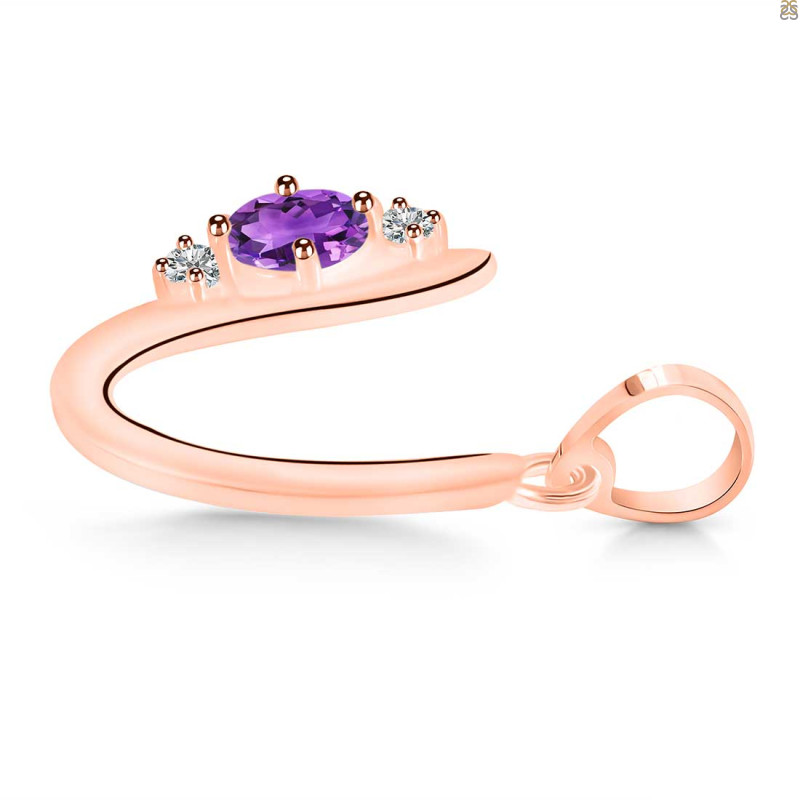 Amethyst & White Topaz Alphabet U Pendant AMT-RDA-21.