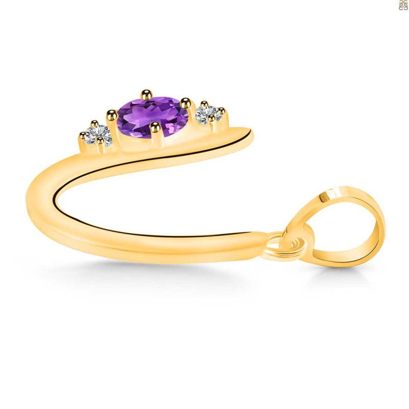 Amethyst & White Topaz Alphabet U Pendant AMT-RDA-21.