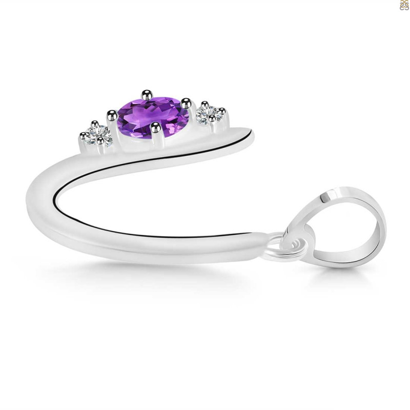 Amethyst & White Topaz Alphabet U Pendant