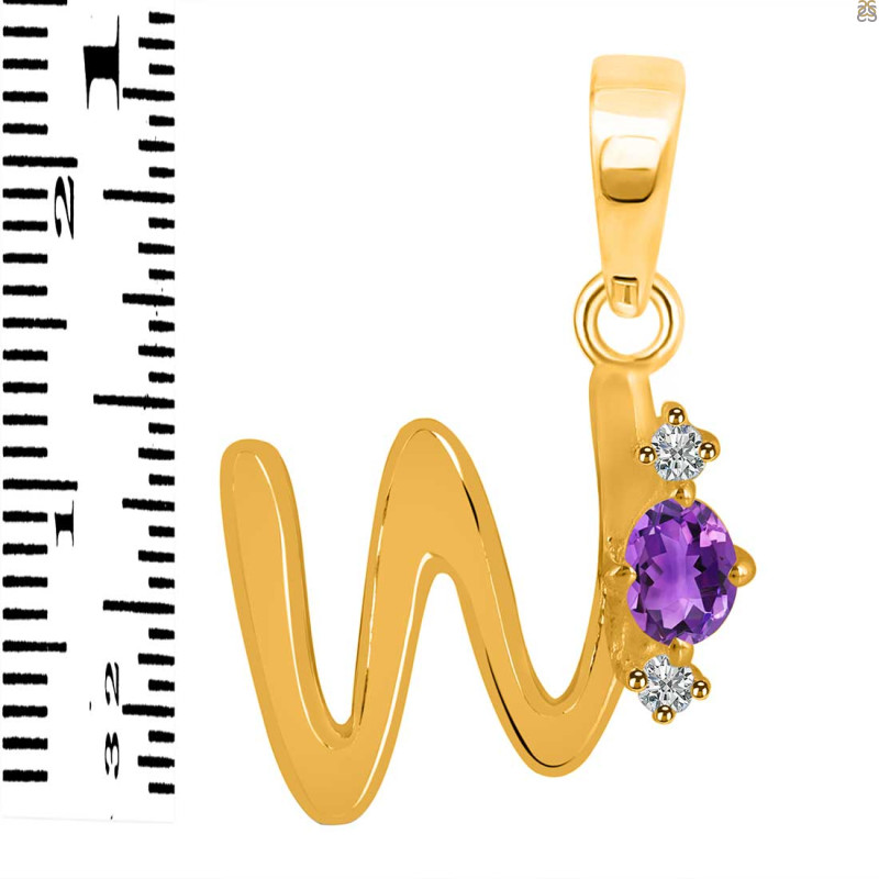 Amethyst & White Topaz Alphabet W Pendant AMT-RDA-23.