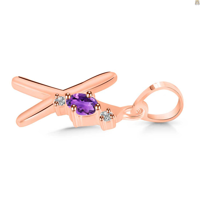 Amethyst & White Topaz Alphabet X Pendant AMT-RDA-24.