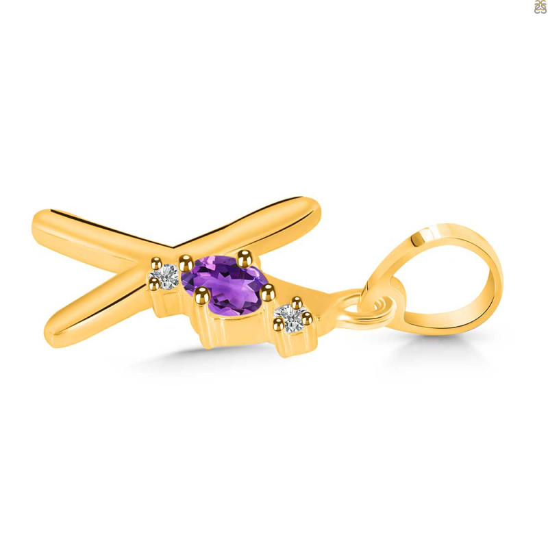 Amethyst & White Topaz Alphabet X Pendant AMT-RDA-24.