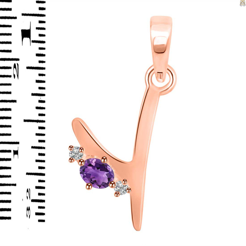 Amethyst & White Topaz Alphabet Y Pendant AMT-RDA-25.