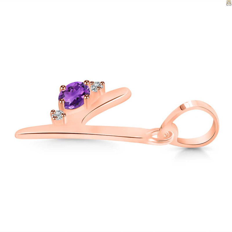 Amethyst & White Topaz Alphabet Y Pendant AMT-RDA-25.