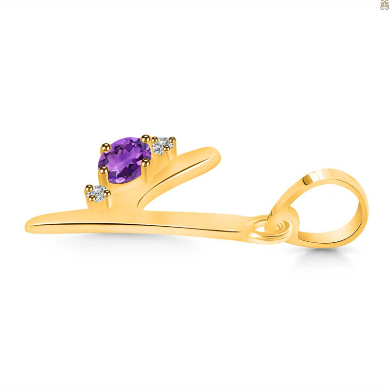 Amethyst & White Topaz Alphabet Y Pendant AMT-RDA-25.
