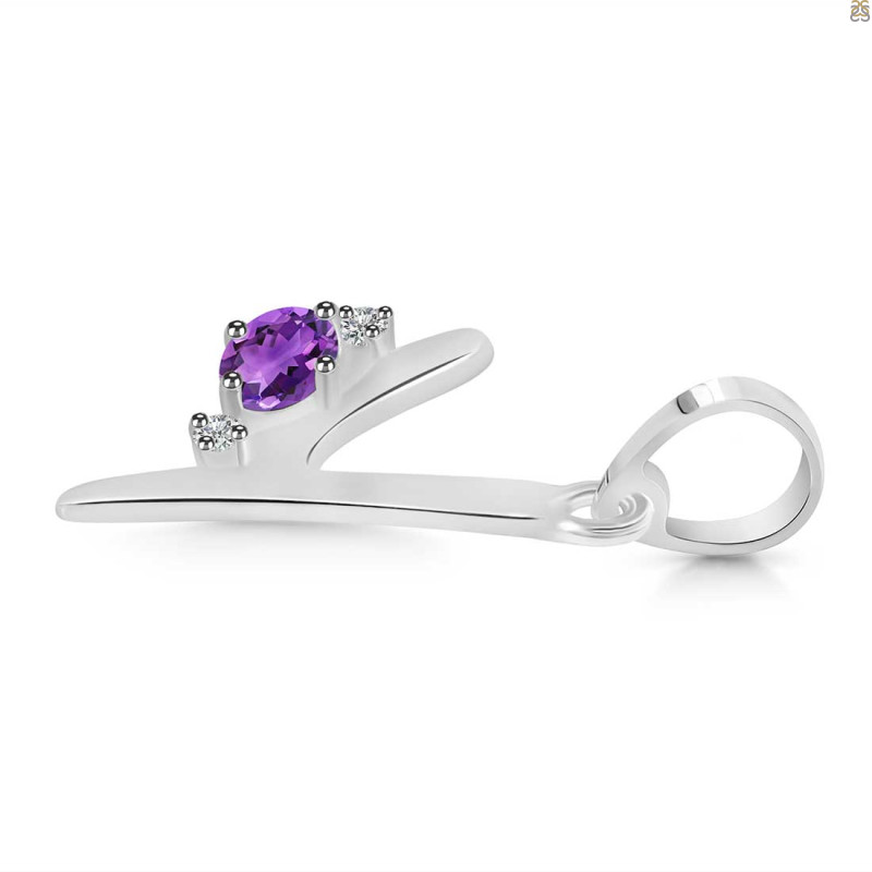 Amethyst & White Topaz Alphabet Y Pendant