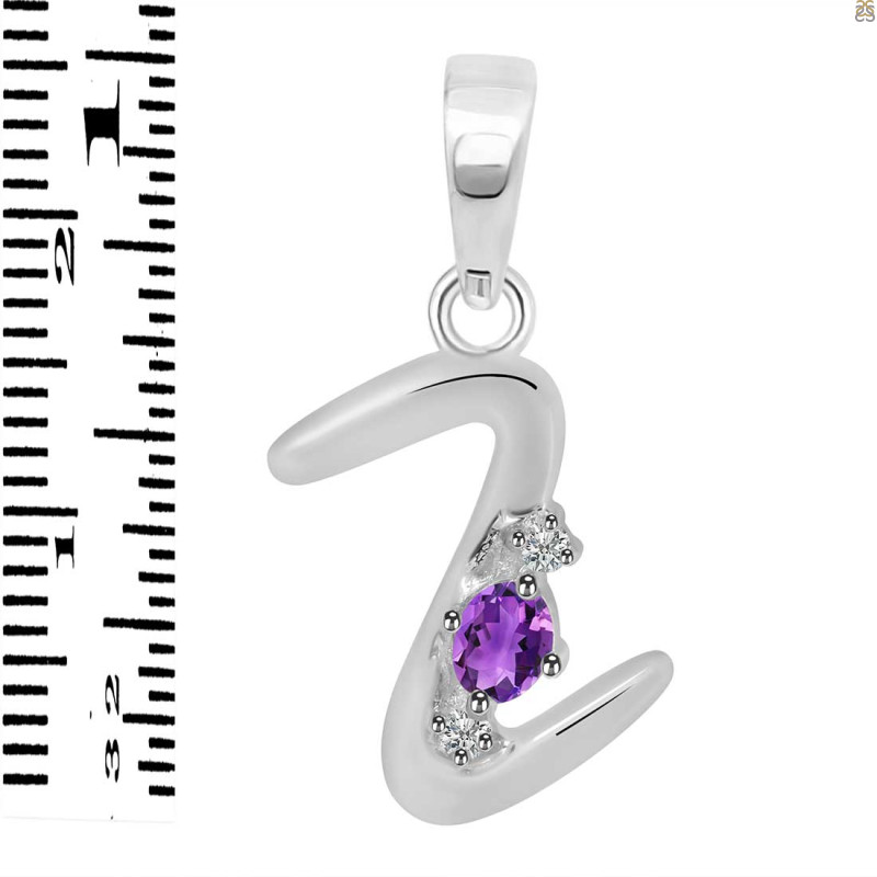 Amethyst & White Topaz Alphabet Z Pendant AMT-RDA-26.