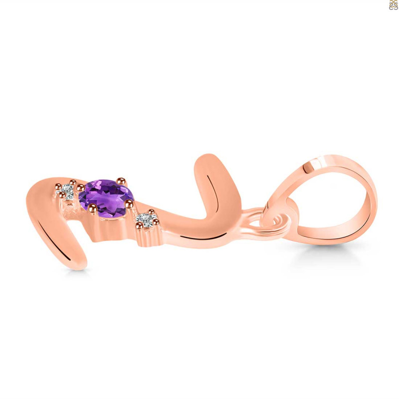 Amethyst & White Topaz Alphabet Z Pendant AMT-RDA-26.