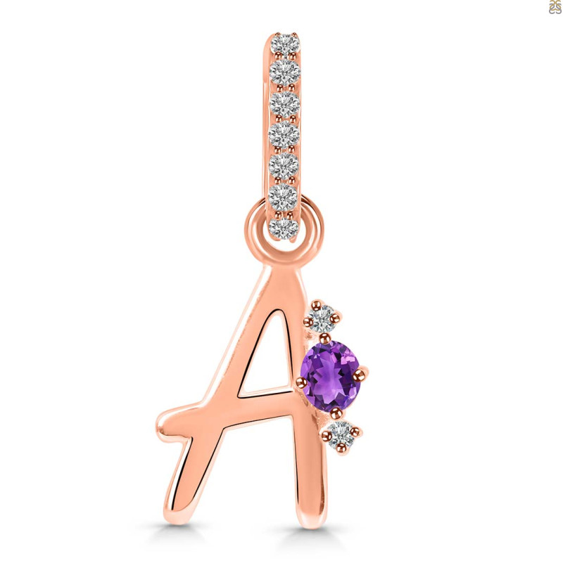 Amethyst & White Topaz Alphabet A Pendant AMT-RDA-27.
