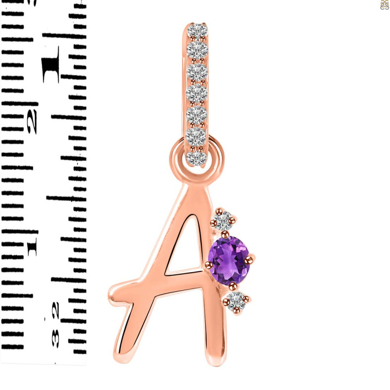Amethyst & White Topaz Alphabet A Pendant AMT-RDA-27.