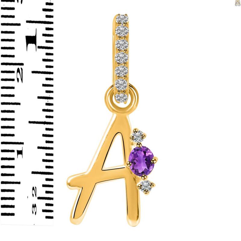 Amethyst & White Topaz Alphabet A Pendant AMT-RDA-27.