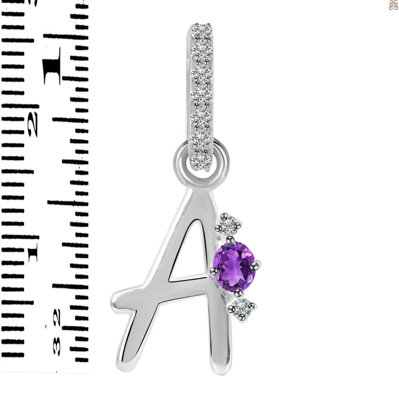 Amethyst & White Topaz Alphabet A Pendant AMT-RDA-27.