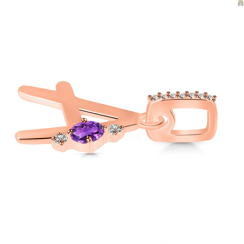Amethyst & White Topaz Alphabet A Pendant AMT-RDA-27.