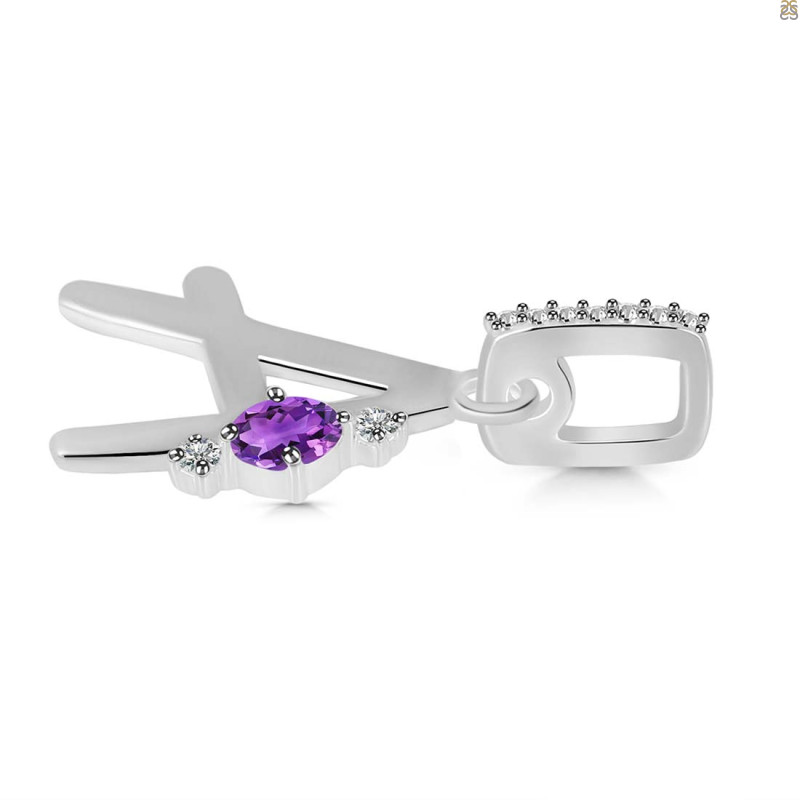 Amethyst & White Topaz Alphabet A Pendant