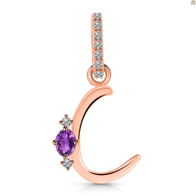 Amethyst & White Topaz Alphabet C Pendant AMT-RDA-29.