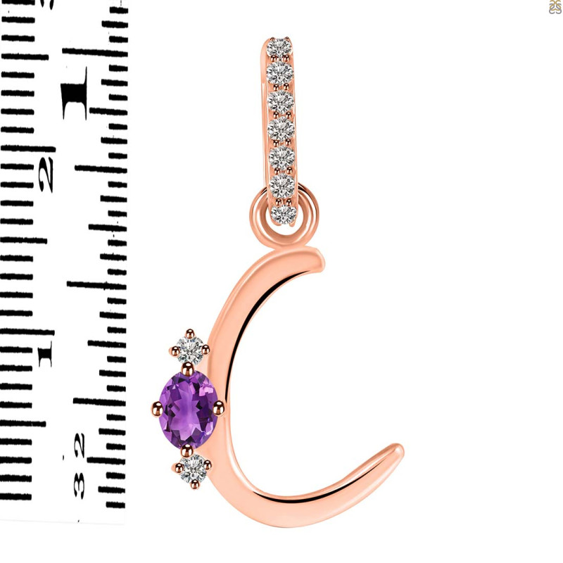 Amethyst & White Topaz Alphabet C Pendant AMT-RDA-29.