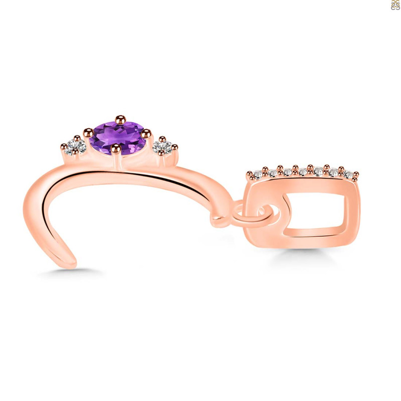 Amethyst & White Topaz Alphabet C Pendant AMT-RDA-29.