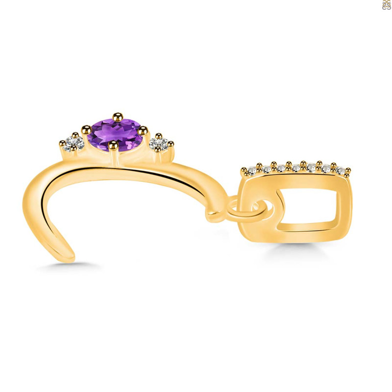 Amethyst & White Topaz Alphabet C Pendant AMT-RDA-29.