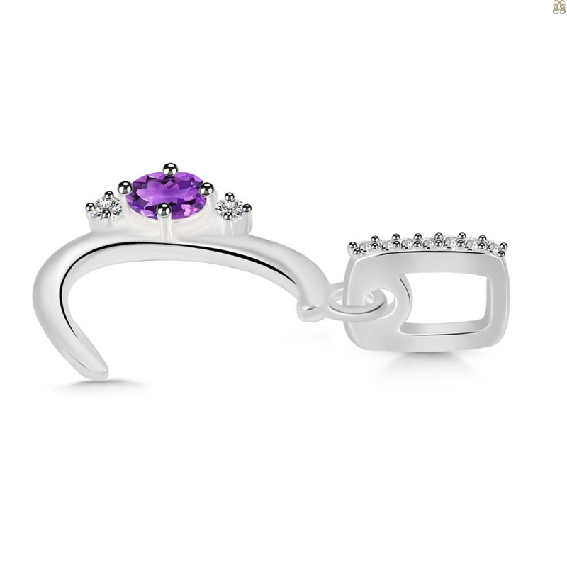 Amethyst & White Topaz Alphabet C Pendant
