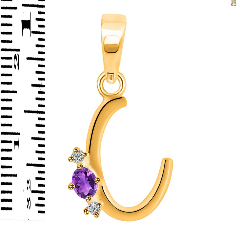 Amethyst & White Topaz Alphabet C Pendant AMT-RDA-3.