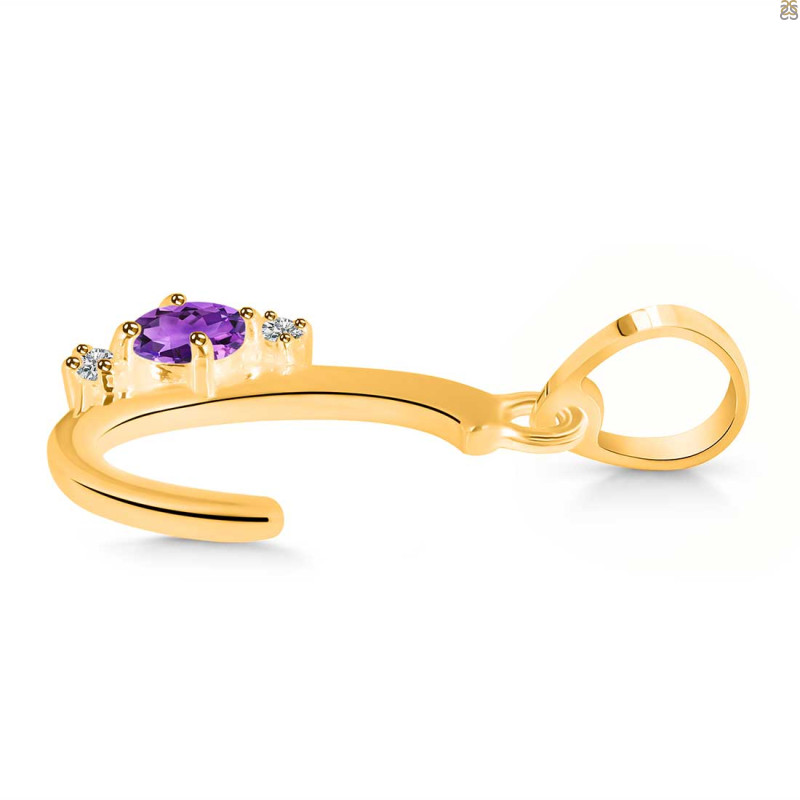Amethyst & White Topaz Alphabet C Pendant AMT-RDA-3.