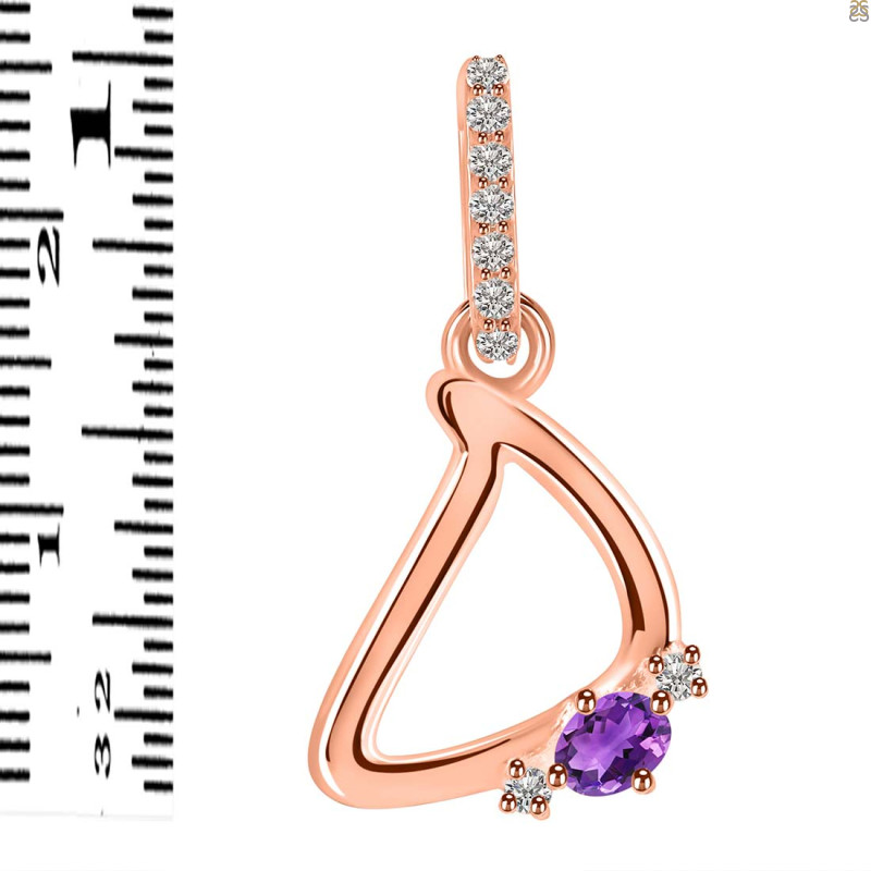 Amethyst & White Topaz Alphabet D Pendant AMT-RDA-30.