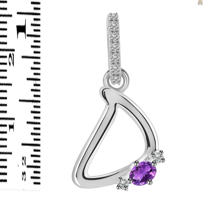 Amethyst & White Topaz Alphabet D Pendant AMT-RDA-30.