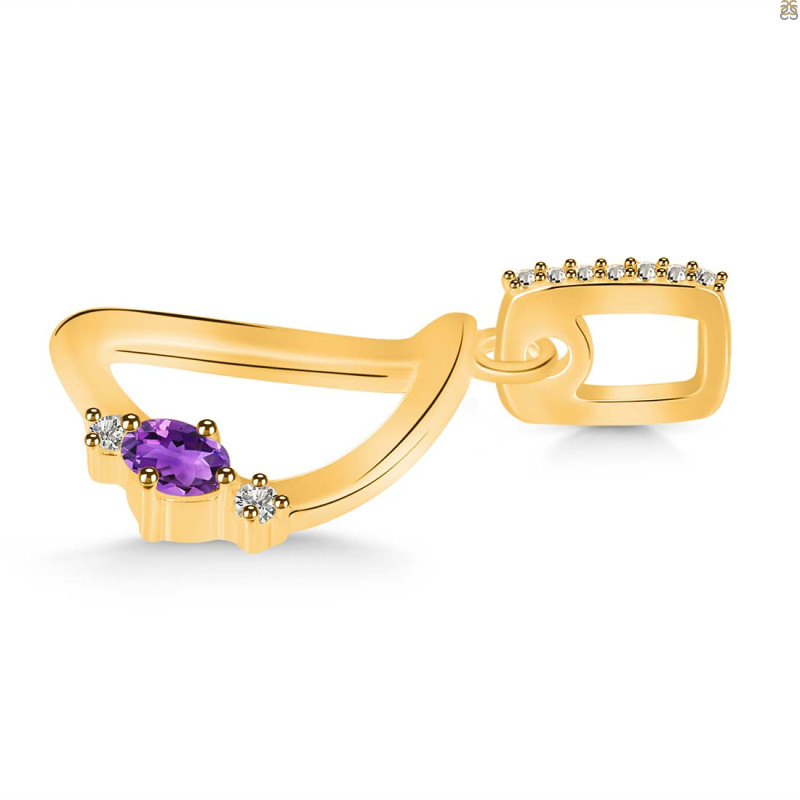 Amethyst & White Topaz Alphabet D Pendant AMT-RDA-30.