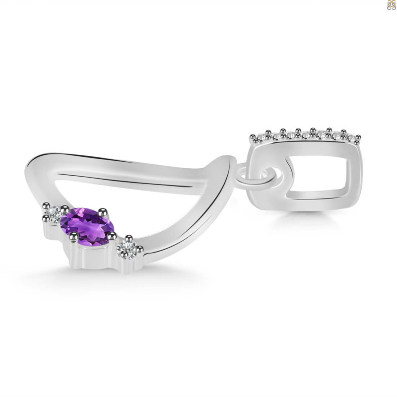Amethyst & White Topaz Alphabet D Pendant