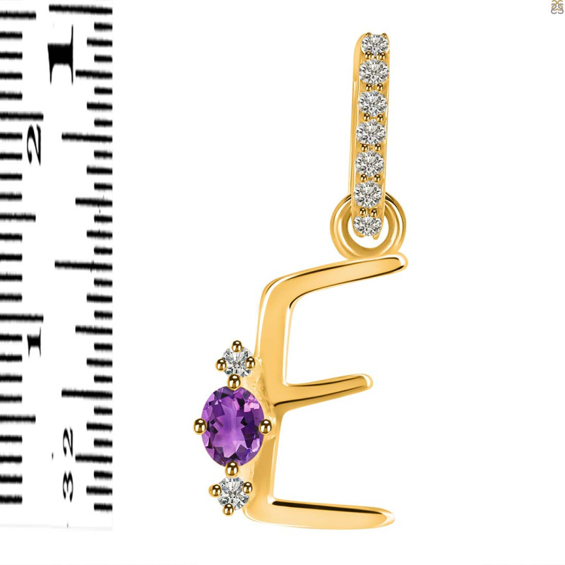 Amethyst & White Topaz Alphabet E Pendant AMT-RDA-31.