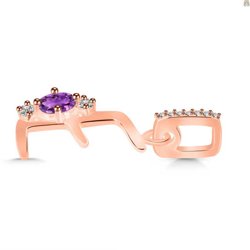 Amethyst & White Topaz Alphabet E Pendant AMT-RDA-31.