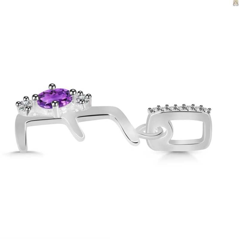Amethyst & White Topaz Alphabet E Pendant