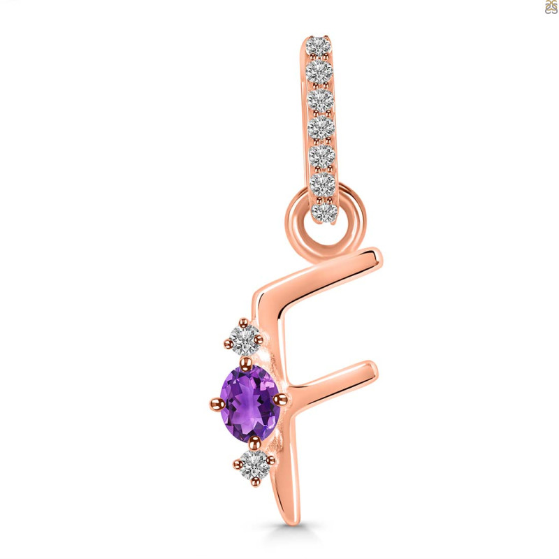 Amethyst & White Topaz Alphabet F Pendant AMT-RDA-32.