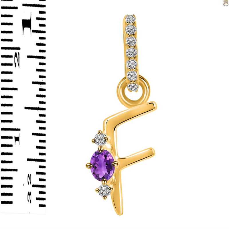 Amethyst & White Topaz Alphabet F Pendant AMT-RDA-32.
