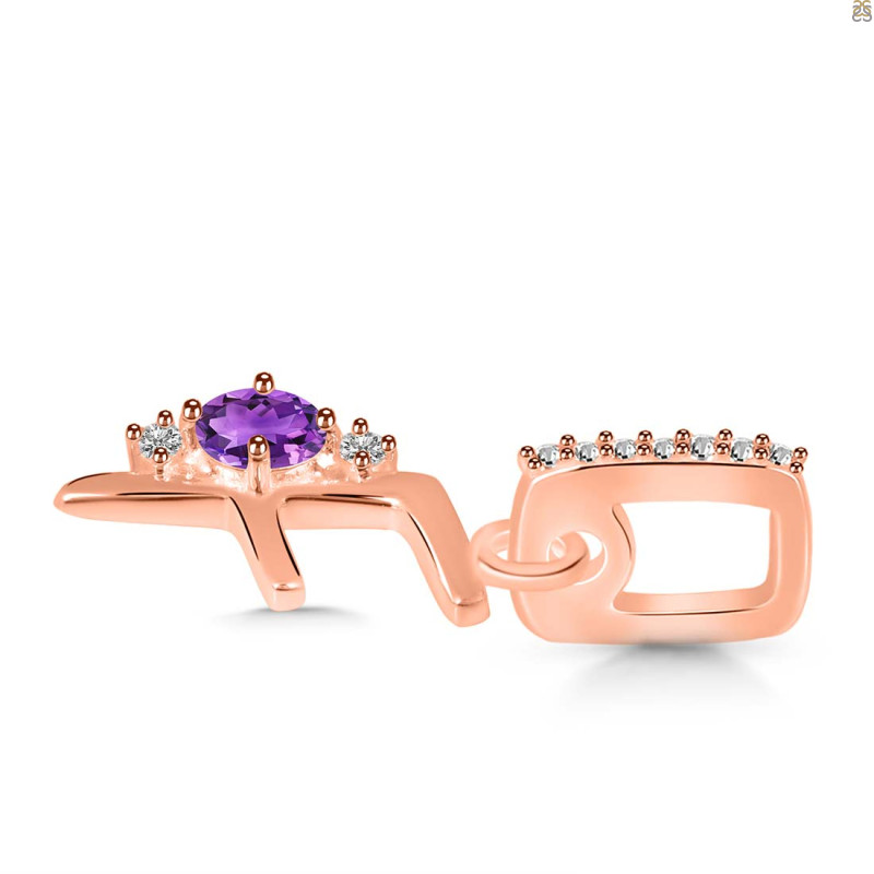 Amethyst & White Topaz Alphabet F Pendant AMT-RDA-32.