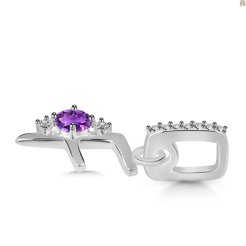 Amethyst & White Topaz Alphabet F Pendant