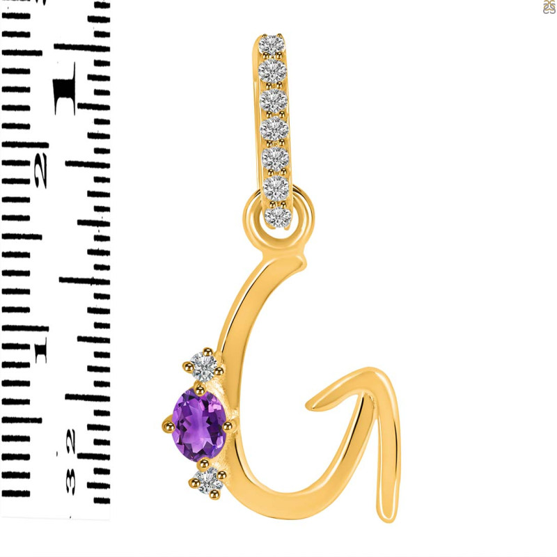 Amethyst & White Topaz Alphabet G Pendant AMT-RDA-33.