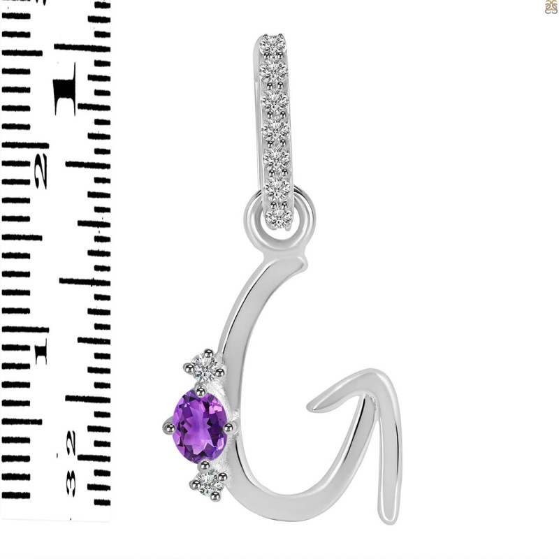 Amethyst & White Topaz Alphabet G Pendant AMT-RDA-33.