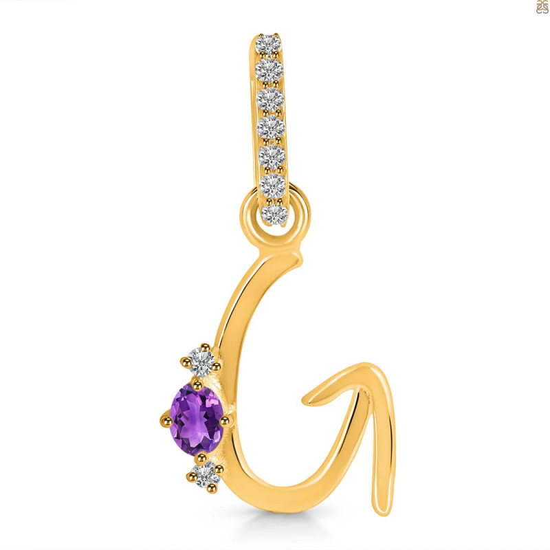 Amethyst & White Topaz Alphabet G Pendant AMT-RDA-33.