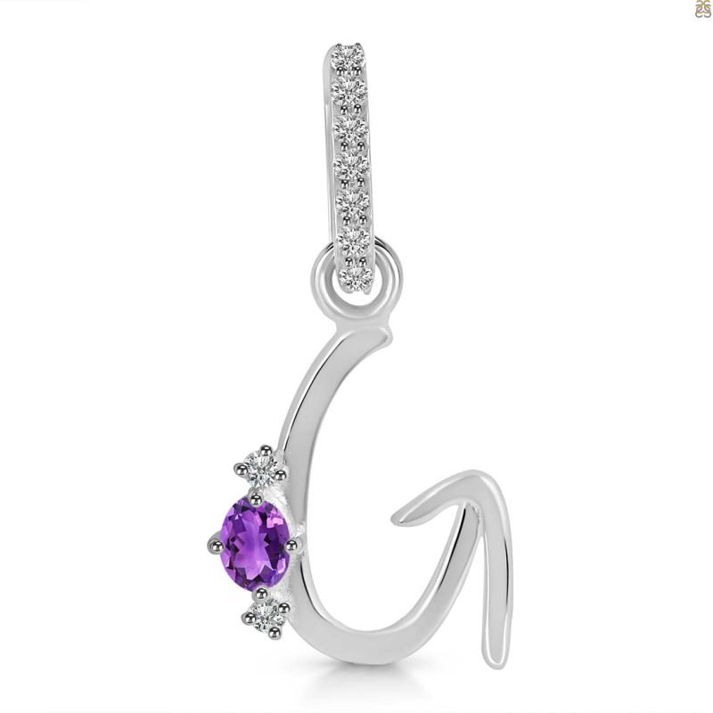 Amethyst & White Topaz Alphabet G Pendant AMT-RDA-33.
