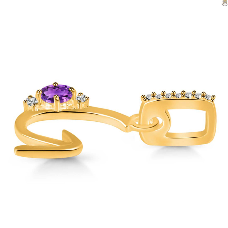 Amethyst & White Topaz Alphabet G Pendant AMT-RDA-33.