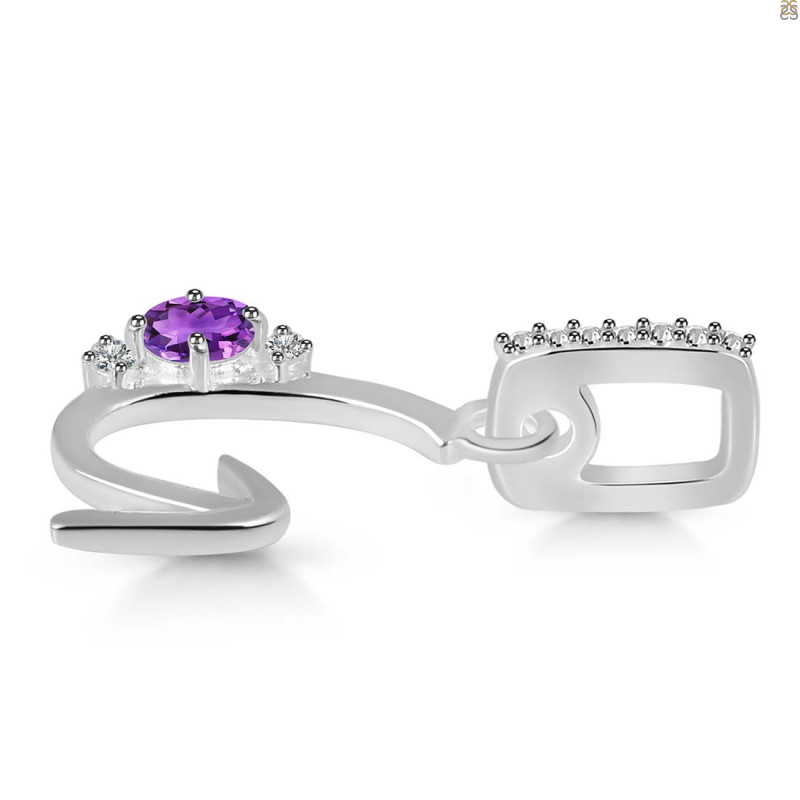 Amethyst & White Topaz Alphabet G Pendant