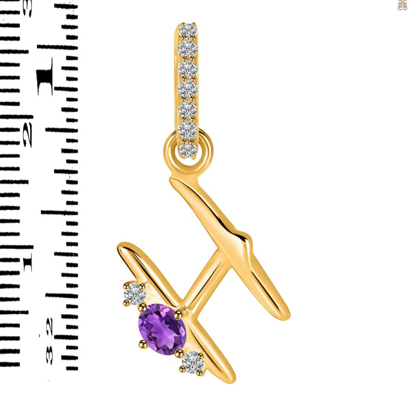 Amethyst & White Topaz Alphabet H Pendant AMT-RDA-34.