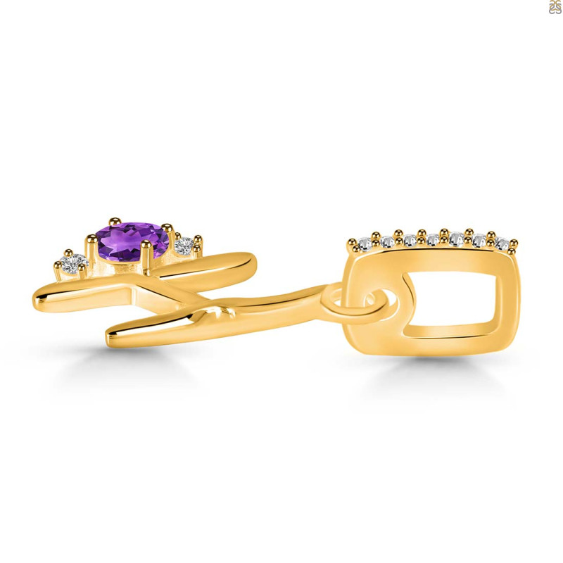 Amethyst & White Topaz Alphabet H Pendant AMT-RDA-34.