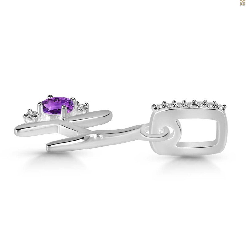 Amethyst & White Topaz Alphabet H Pendant