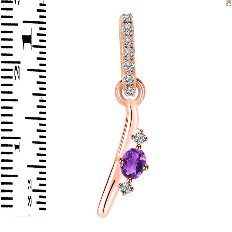 Amethyst & White Topaz Alphabet I Pendant AMT-RDA-35.